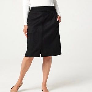 Black Faux Suede A-line Skirt by Denim & Company NWOT